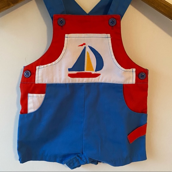 Baby Kisses Vintage Boat Overalls Size 12 Months - Picture 2 of 6